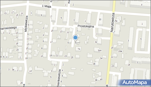 Łask, Prostokątna, 7, mapa Łask