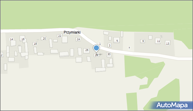 Łążek Ordynacki, Przymiarki, 28, mapa Łążek Ordynacki