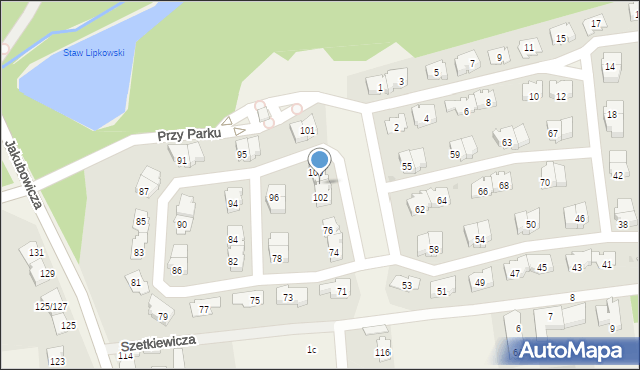 Lipków, Przy Parku, 100/102, mapa Lipków