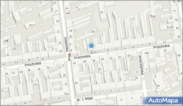 Łódź, Próchnika Adama, 29, mapa Łodzi