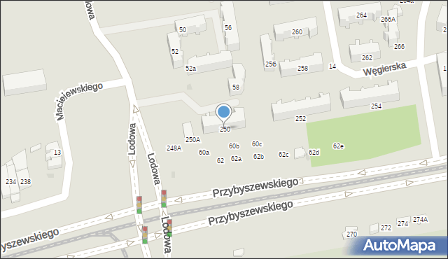 Łódź, Przybyszewskiego Stanisława, 250, mapa Łodzi