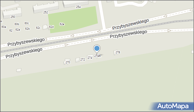 Łódź, Przybyszewskiego Stanisława, 274A, mapa Łodzi