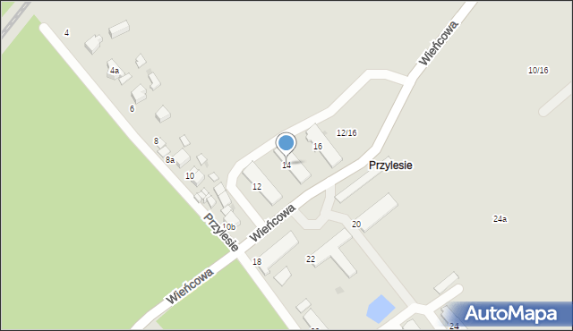 Łódź, Przylesie, 14, mapa Łodzi