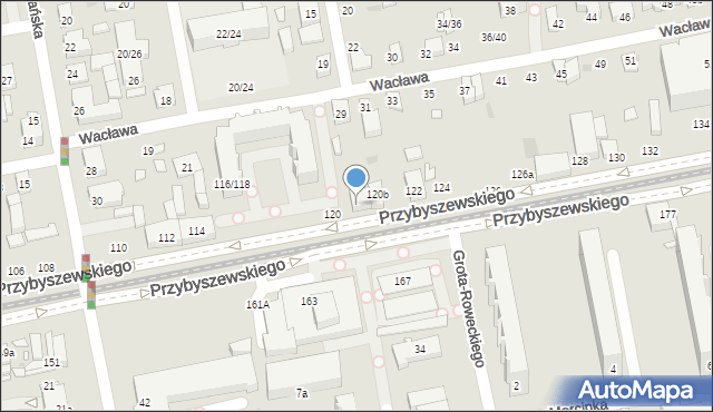 Łódź, Przybyszewskiego Stanisława, 120a, mapa Łodzi
