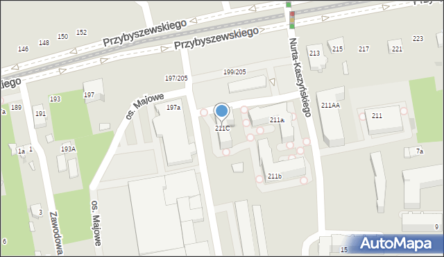 Łódź, Przybyszewskiego Stanisława, 211C, mapa Łodzi