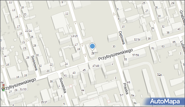 Łódź, Przybyszewskiego Stanisława, 28, mapa Łodzi