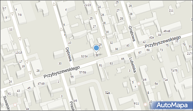 Łódź, Przybyszewskiego Stanisława, 36, mapa Łodzi