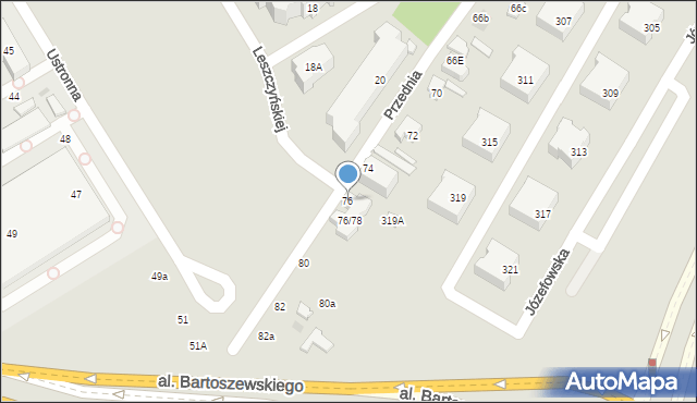 Łódź, Przednia, 76, mapa Łodzi