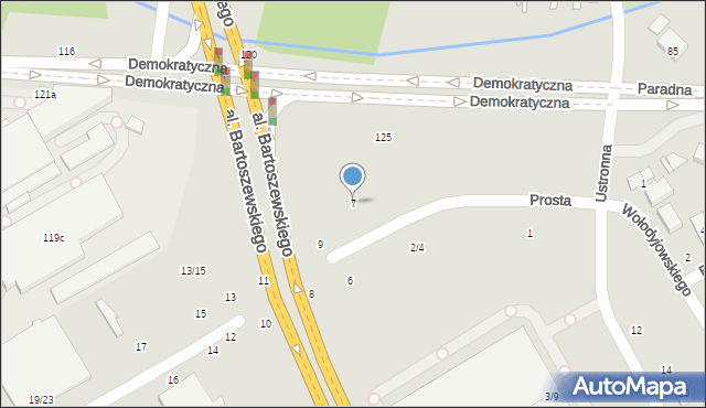 Łódź, Prosta, 7, mapa Łodzi