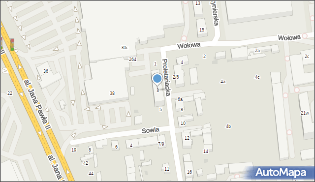 Łódź, Proletariacka, 3, mapa Łodzi