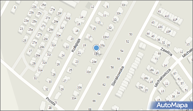 Łomianki, Prosta, 33f, mapa Łomianki