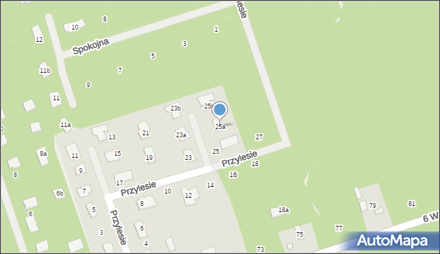 Łoś, Przylesie, 25a, mapa Łoś
