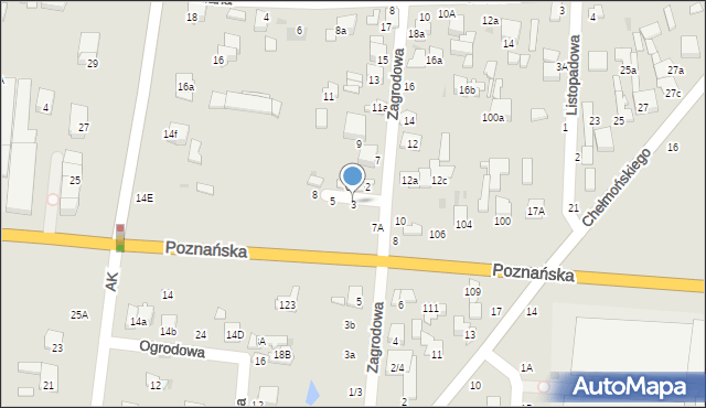 Łowicz, Przelotna, 3, mapa Łowicza