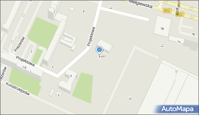 Lublin, Projektowa, 7, mapa Lublina