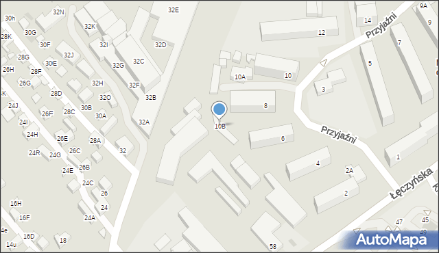 Lublin, Przyjaźni, 10B, mapa Lublina