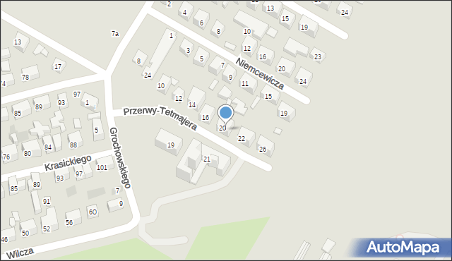 Lublin, Przerwy-Tetmajera Kazimierza, 20a, mapa Lublina