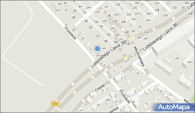 Lublin, Przeskok, 17, mapa Lublina