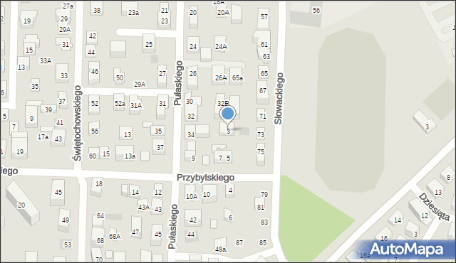 Lublin, Przybylskiego Jacka, 3, mapa Lublina