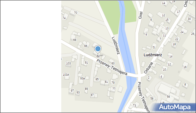 Ludźmierz, Przerwy-Tetmajera Kazimierza, 64, mapa Ludźmierz