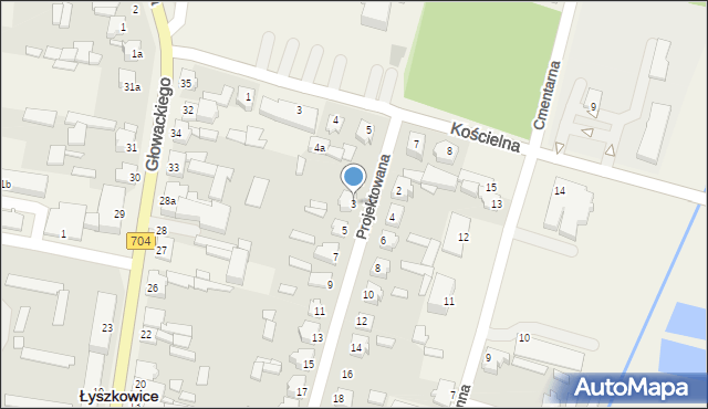 Łyszkowice, Projektowana, 3, mapa Łyszkowice