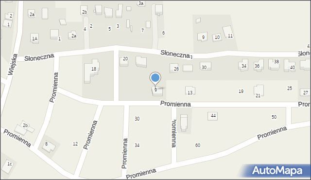 Malinowice, Promienna, 9, mapa Malinowice