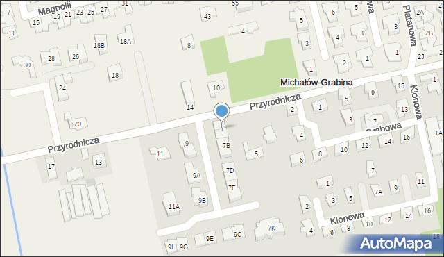 Michałów-Grabina, Przyrodnicza, 7, mapa Michałów-Grabina