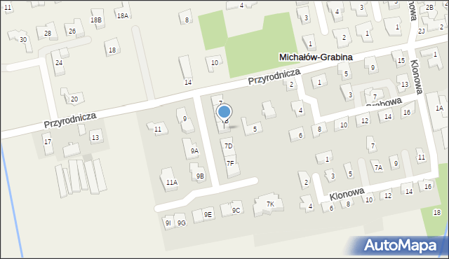 Michałów-Grabina, Przyrodnicza, 7C, mapa Michałów-Grabina