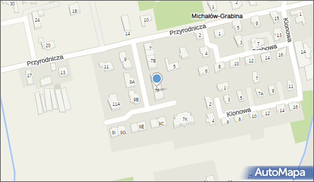 Michałów-Grabina, Przyrodnicza, 7F, mapa Michałów-Grabina