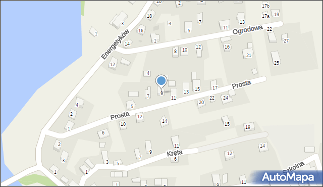 Międzybrodzie Żywieckie, Prosta, 9, mapa Międzybrodzie Żywieckie