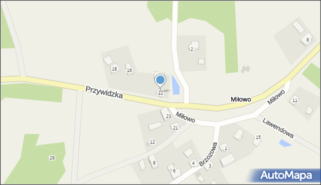 Miłowo, Przywidzka, 12, mapa Miłowo