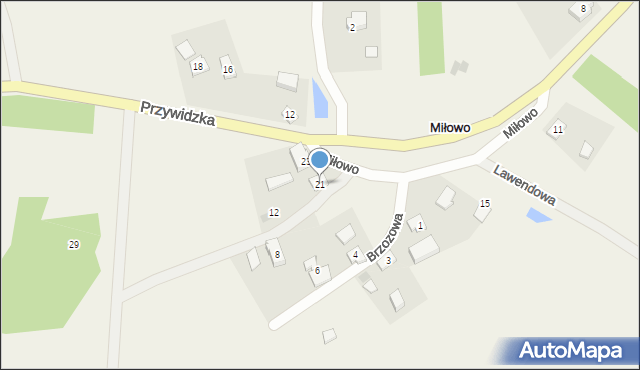 Miłowo, Przywidzka, 21, mapa Miłowo