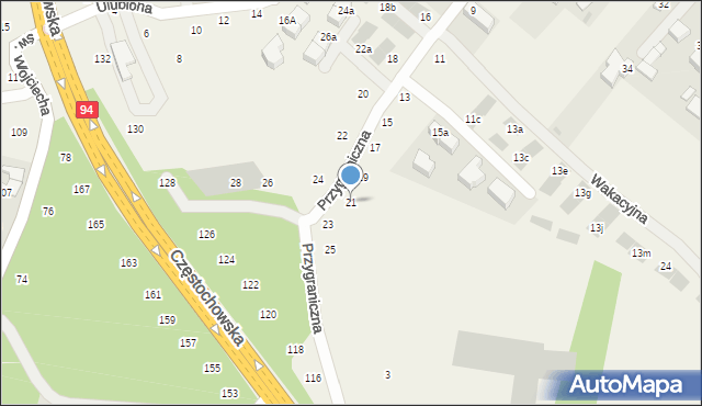 Modlnica, Przygraniczna, 21, mapa Modlnica