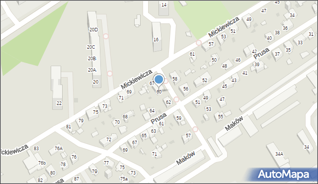 Mysłowice, Prusa Bolesława, 60, mapa Mysłowice