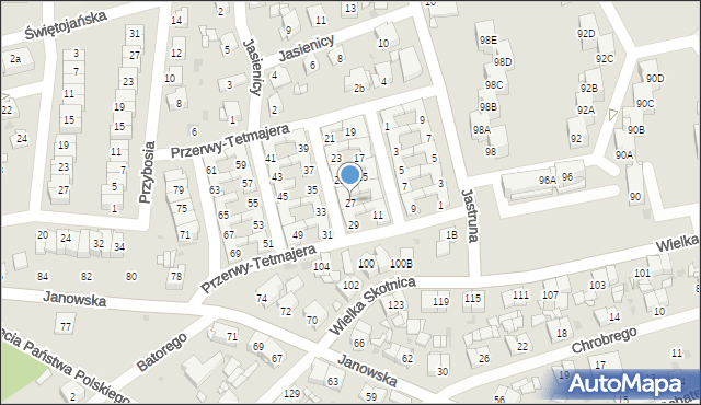Mysłowice, Przerwy-Tetmajera Kazimierza, 27, mapa Mysłowice