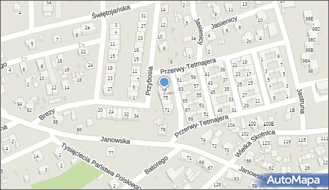 Mysłowice, Przerwy-Tetmajera Kazimierza, 77, mapa Mysłowice