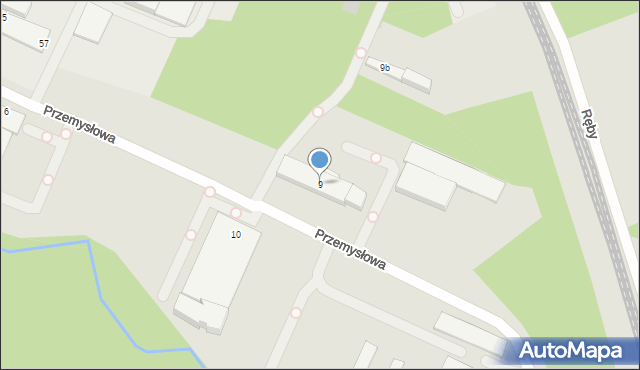 Myszków, Przemysłowa, 9, mapa Myszków
