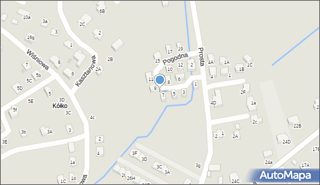 Niepołomice, Prosta, 1AG, mapa Niepołomice