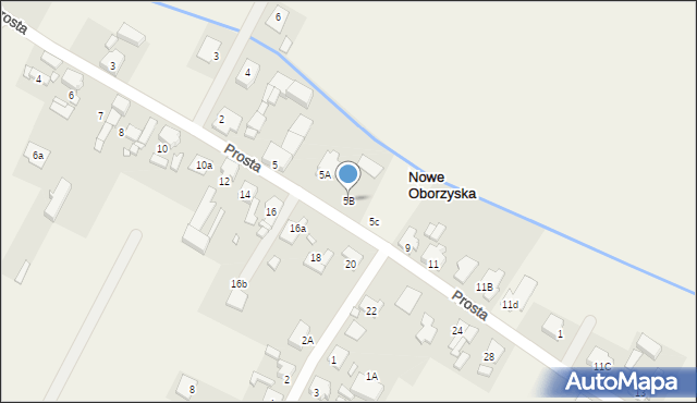 Nowe Oborzyska, Prosta, 5B, mapa Nowe Oborzyska