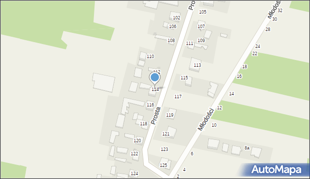 Nowy Kocin, Prosta, 114, mapa Nowy Kocin