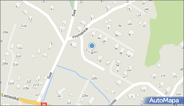 Nowy Sącz, Promienna, 2a, mapa Nowego Sącza