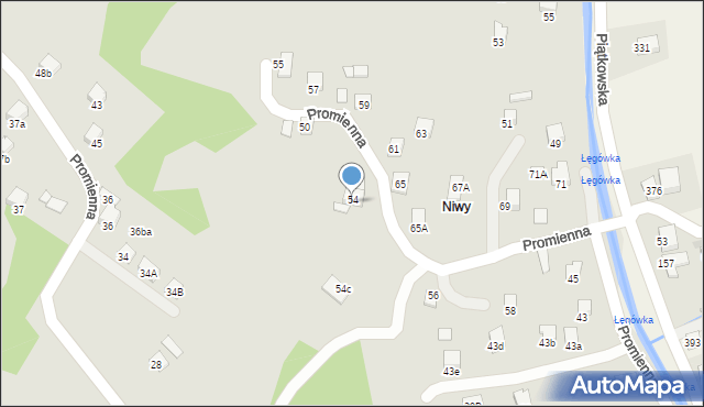 Nowy Sącz, Promienna, 54A, mapa Nowego Sącza