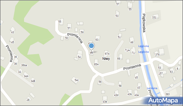 Nowy Sącz, Promienna, 65, mapa Nowego Sącza