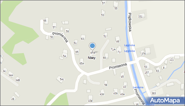 Nowy Sącz, Promienna, 67A, mapa Nowego Sącza