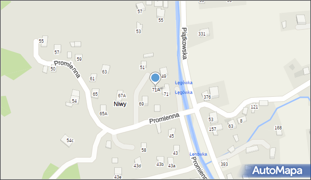 Nowy Sącz, Promienna, 71A, mapa Nowego Sącza