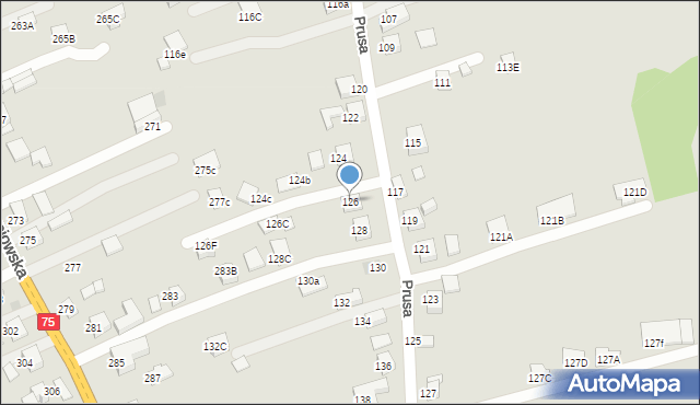 Nowy Sącz, Prusa Bolesława, 126, mapa Nowego Sącza