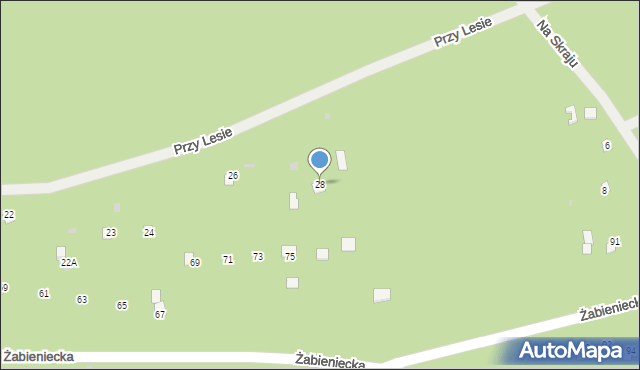 Nowy Żabieniec, Przy Lesie, 28, mapa Nowy Żabieniec