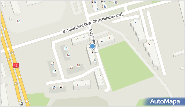 Opole, Przylesie, 6, mapa Opola