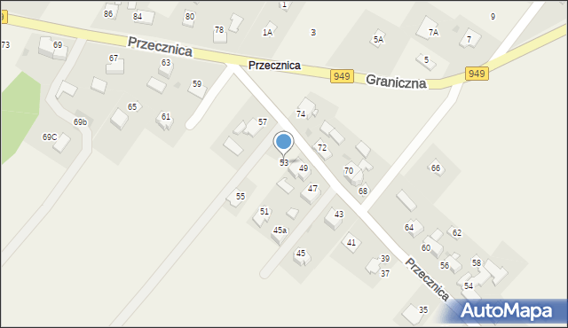 Osiek, Przecznica, 53, mapa Osiek