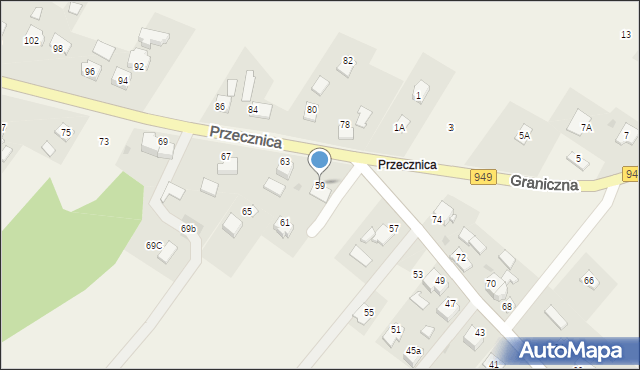 Osiek, Przecznica, 59, mapa Osiek