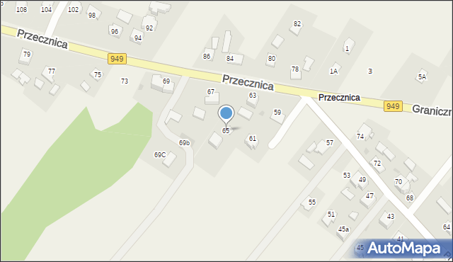 Osiek, Przecznica, 65, mapa Osiek